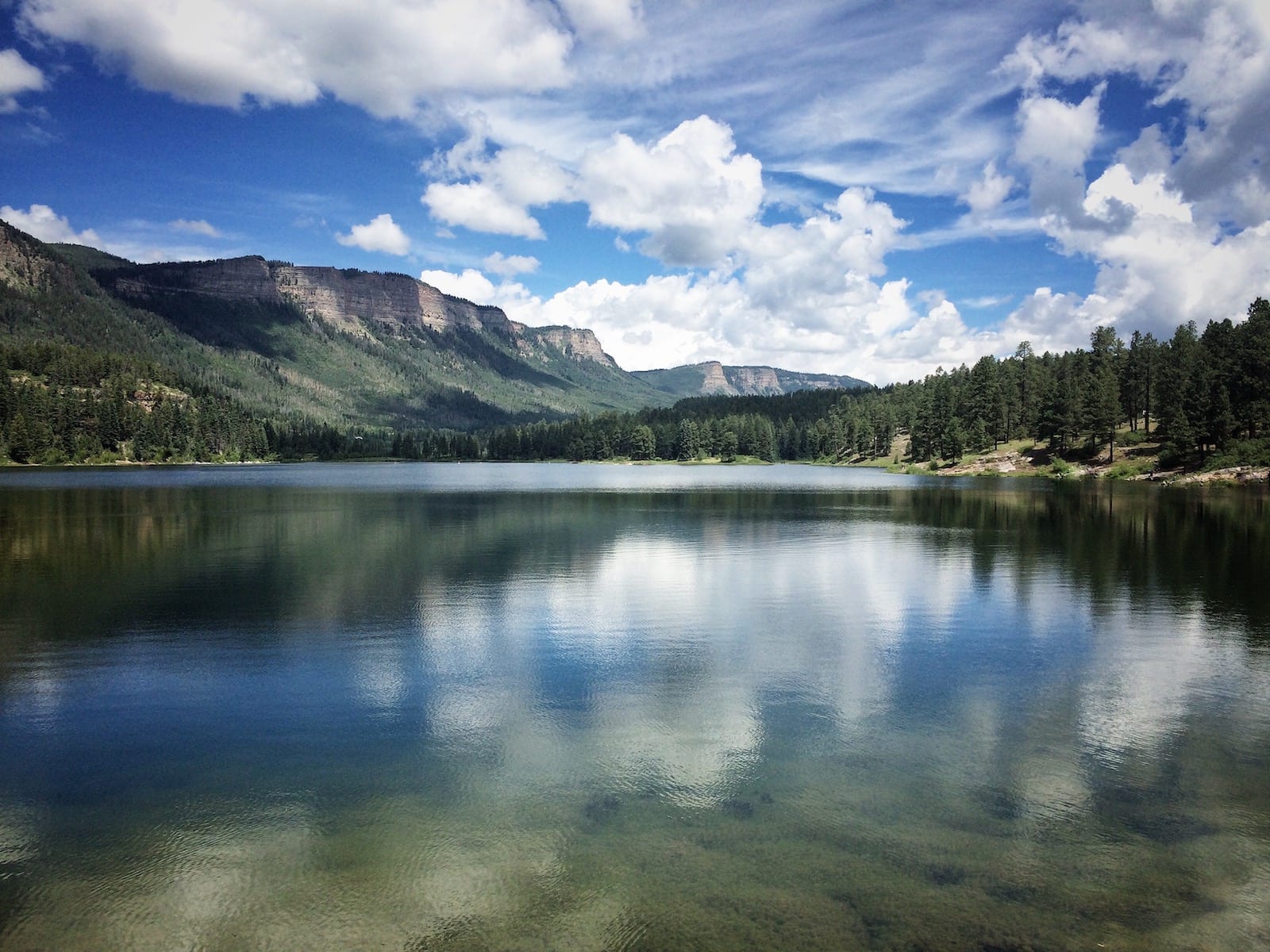 Haviland Lake with the West Needles Mountains reflected in the water